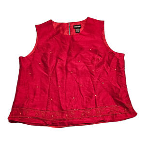 Notations Large Red Sleeveless Shirt